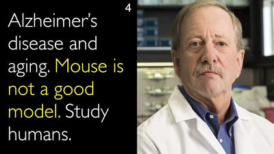 Alzheimer’s disease and aging. Mouse is not a good model. Study humans. 4